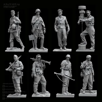 1/35 Комплекти модели от смола обезцветени и самосборные фигурки (8 войници) A-803