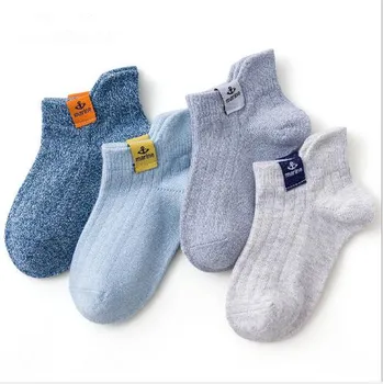 4 чифта детски чорапи за деца от 1 до 12 години, пролетно-есенни чорапи за момчета и момичета, тъканни стандартните чорапи-лодки, детски чорапи от двойна прежда