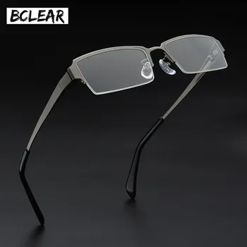 BCELAR Оптични Титанов Очила В Рамки Мъжки Ретро Прозрачни Очила За Късогледство Рецепта Квадратни Дизайнерски Очила В Рамки Бизнесмени