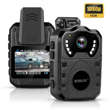 BOBLOV WN10 Камера за Тялото Полицейска Преносима IR Камера за Нощно Виждане 1080P HD 175 Градуса за Сигурност 64 GB Мини Камера DVR Видеорекордер