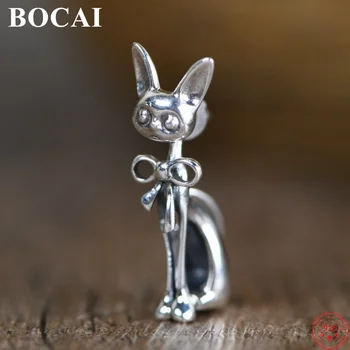 BOCAI S925 Сребро Очарователни Обеци Изкуството Темперамент на Носа на Котката Ушни Шипове за Жени е Чист Argentum Самоличността на Бижута