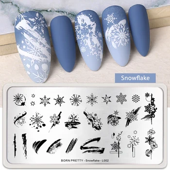 BORN PRETTY Snowfake Плоча За Пробиване Нокти Шаблони Инструмент за Коледен Художник Геометрия на Структурата на Печат За Нокти Шаблон на Изображения, Художествена Печат