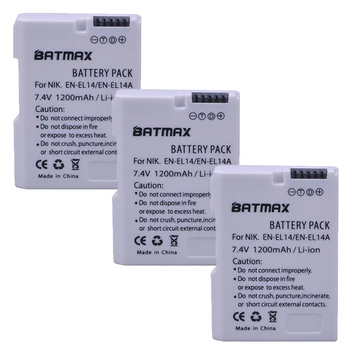 Batmax 3 бр. 1200 ма батерия EN-EL14 EN-EL14a ENEL14 EL14 батерии за Nikon D3400 D3300 D3100 D5600 D5100 D5200 D3200 P7000 P7100
