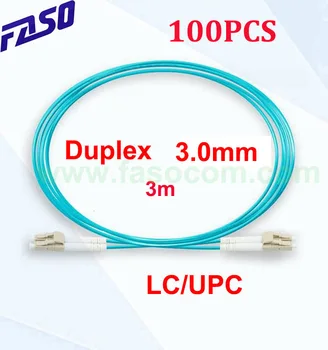 FASO 100 бр./опаковане. 3 м мулти-режим OM3 Оптичен Оптичен Пач кабел LC/UPC Duplex 3.0 мм Скок Оптичен Пач-кабел
