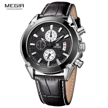 Megir горещи маркови кварцови часовници мъжки модни аналогов часовник мъжки ежедневни часовници с хронограф луксозни светещи кожени ръчни часовници за мъже