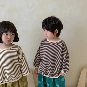 VIDMID/ пролет-есен нова детски дрехи за малки момчета и момичета, тънки свободни пуловери, корейски детски памучни модни върхове P5365