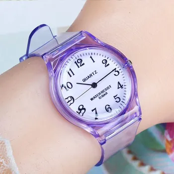 WOKAI висококачествени ежедневни дамски кварцов часовник със силикон желе, женски сладки прозрачни екологични студентски часовници с бонбони