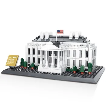 Архитектура на САЩ в Белия Дом във Вашингтон MOC Строителни Блокове, Тухли Класически Градски Пейзаж Модел за Култура Играчки Подарък
