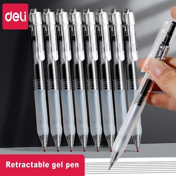 Гел Химикалка Deli 0,5 мм Прес Прибиращ Химикалка Химикалка С Куршум Прост Стил се Прилага За Училище Офис на Писмени Канцеларски Материали
