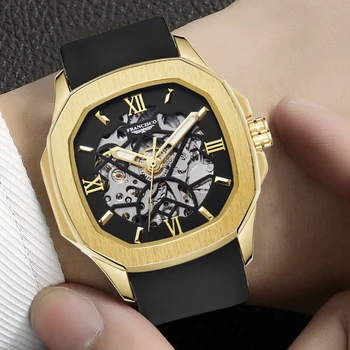 Директна доставка, Луксозни мъжки Механични часовници, Римски часовник с виртуален скелет, Мъжки Автоматично Водоустойчиви часовници.