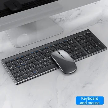 Желейная Гребен Bluetooth + 2,4 G Безжична Клавиатура за Лаптоп, iPad, Macbook Акумулаторна Клавиатура за Набор на Мишката Slient Click Keyboard