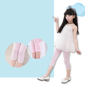 Панталони-капри за момичета от 4 до 12 години, Летни Тънки Корейски Памучни Външни Гамаши, Детски Сладък Модни Ежедневни Панталони капри участък